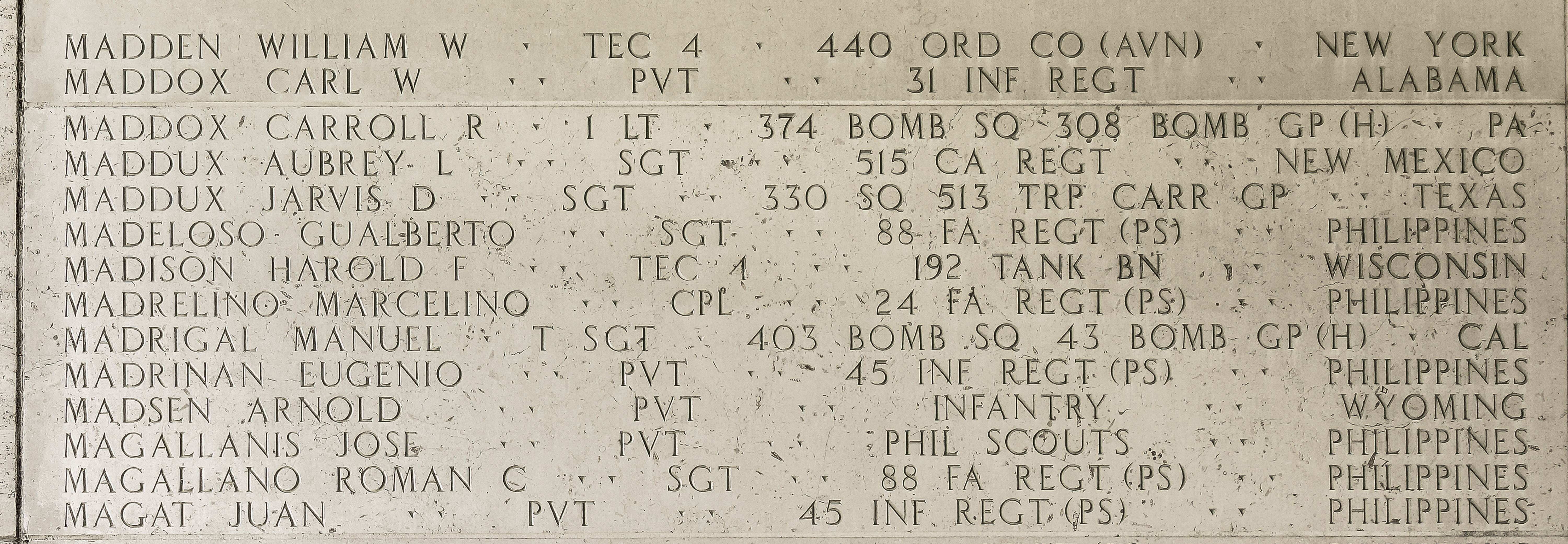 Carroll R. Maddox, First Lieutenant